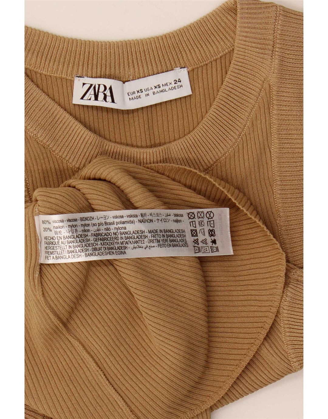 Zara Damevest Top UK 4 XS Beige Viscose