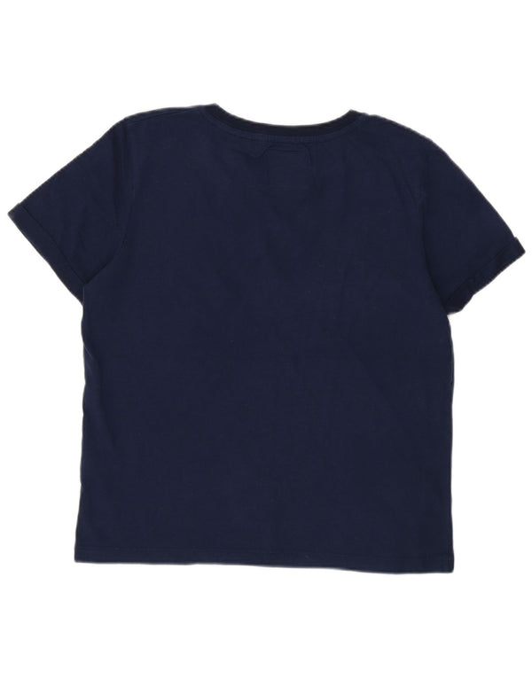 Superdry Womens Graphic T-Shirt Top UK 8 Small Navy Blue Cotton
