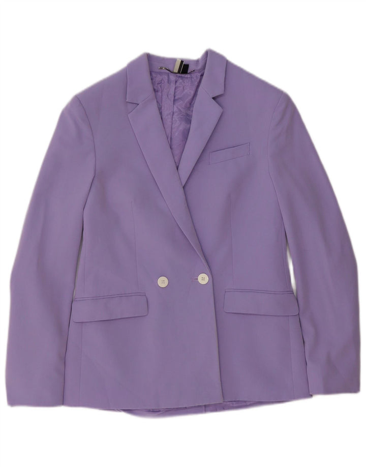 Topshop Dame Double Breasted Blazer Jacket UK 8 Small Purple Polyester