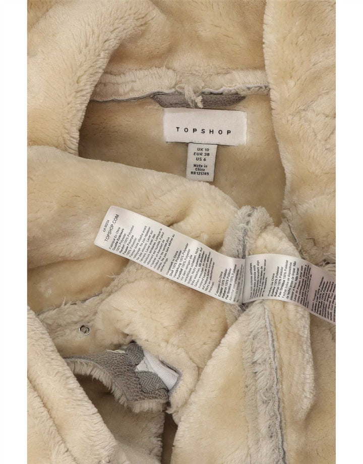 Topshop Dame Oversized Sherpa Jacket UK 10 Small Grå Polyester
