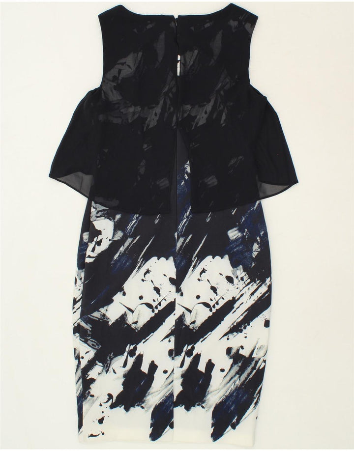 PHASE EIGHT Womens Abstract Pattern Bodycon Dress UK 12 Medium Navy Blue Vintage Phase Eight and Second-Hand Phase Eight from Messina Hembry 