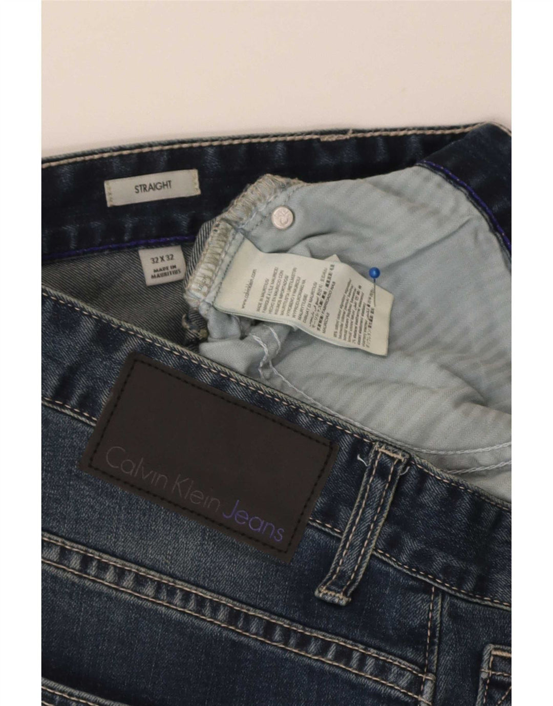 Calvin Klein Straight Jeans til mænd W32 L28 Blå Bomuld