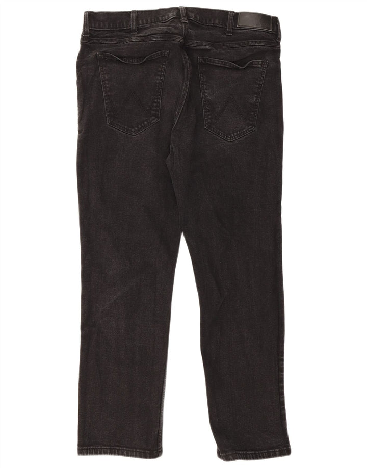 Wrangler Herre Regular Straight Jeans W38 L30 Sort Bomuld