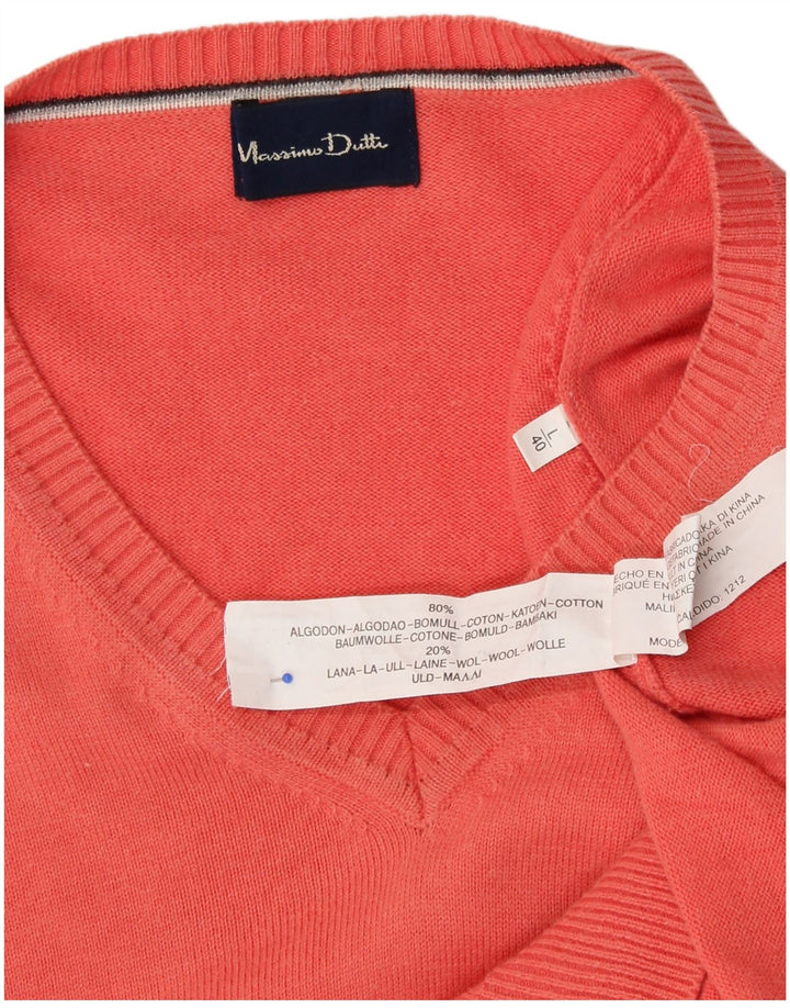 MASSIMO DUTTI Herre V-hals sweater Stor Pink Bomuld