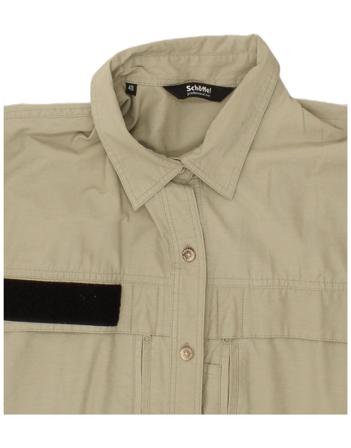 SCHOFFEL Womens Short Sleeve Shirt EU 48 2XL Grey Cotton Vintage Schoffel and Second-Hand Schoffel from Messina Hembry 