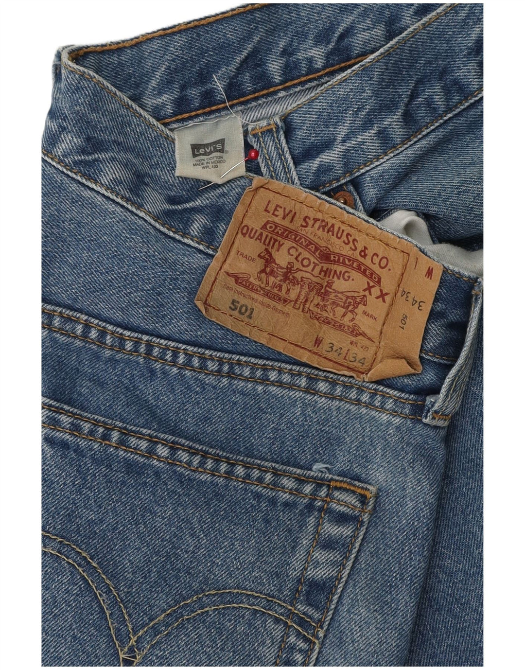 LEVI'S Herre 501 Capri Jeans W34 L19 Blå Bomuld