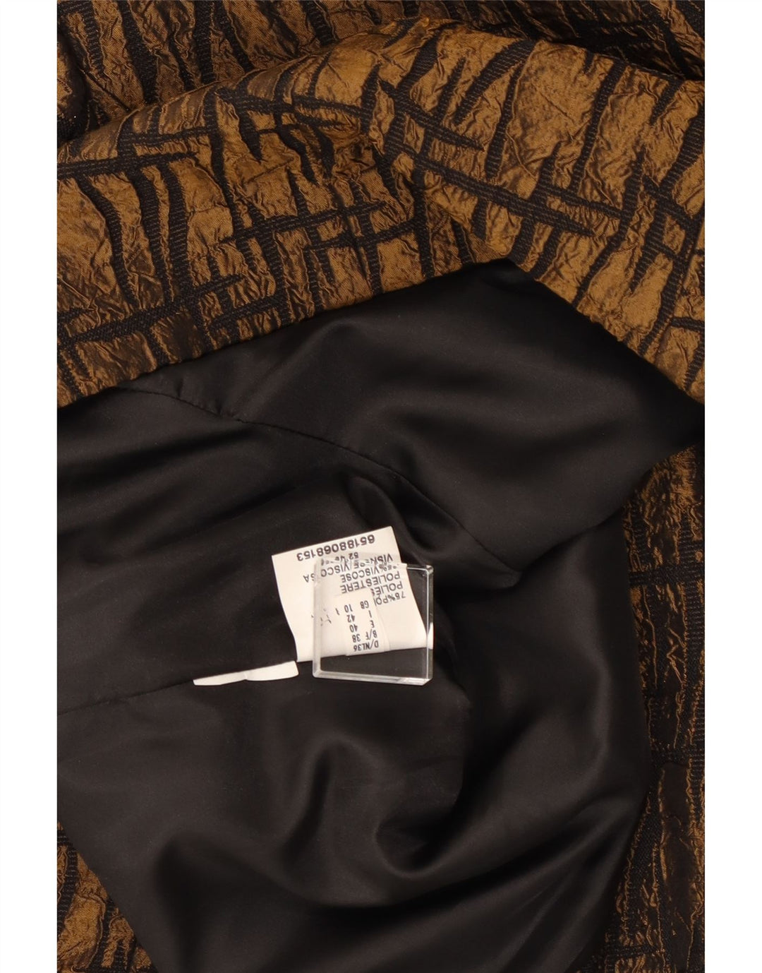 VINTAGE Dame 3/4-ærmet blazerjakke UK 10 Small Brown Geometric