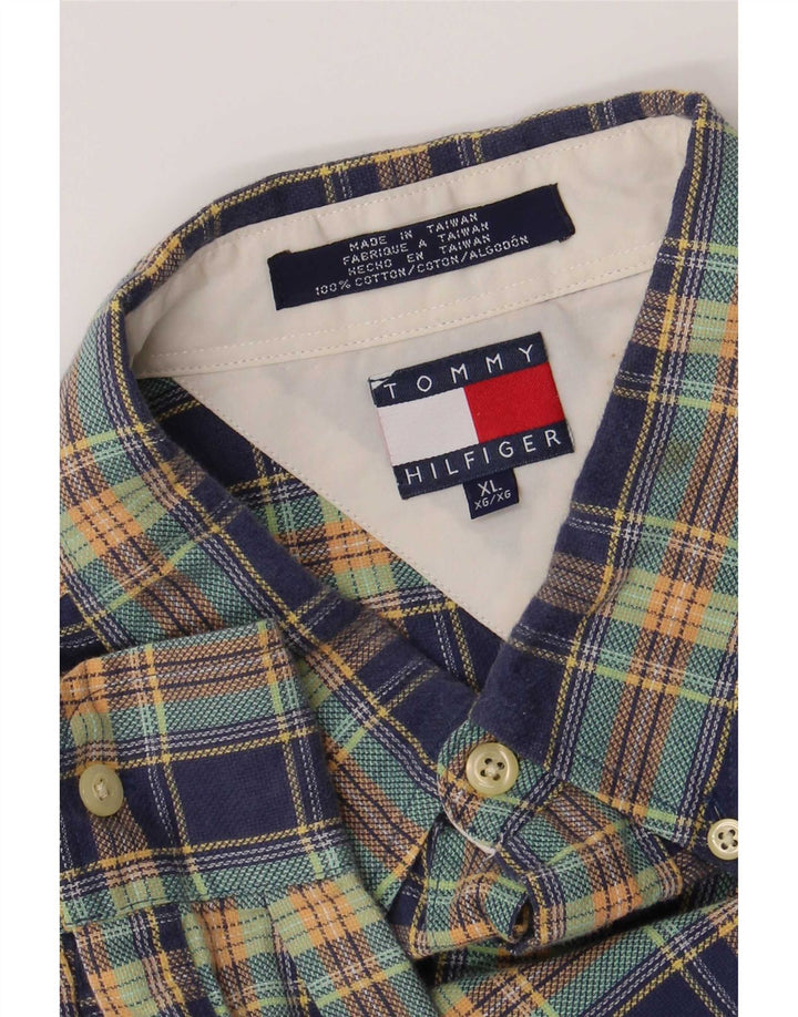 Tommy Hilfiger herreskjorte XL blå ternet bomuld