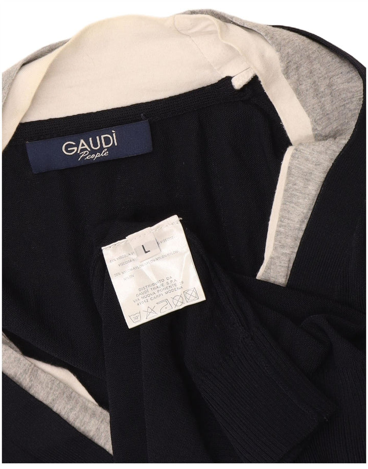 Gaudi Herre Cardigan Sweater Stor Marineblå Colourblock Viscose