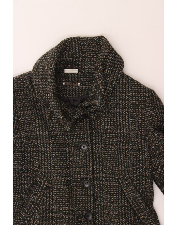 STREET ONE Womens Overcoat UK 14 Medium Black Check Acrylic Vintage Street One and Second-Hand Street One from Messina Hembry 