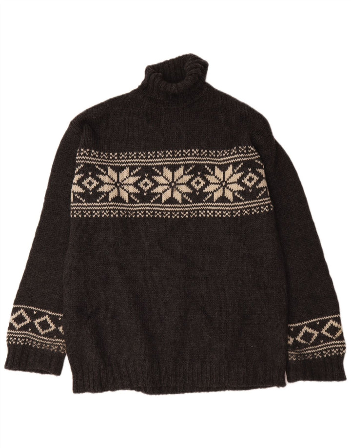 L.O.G.G Herre rullehals sweater Medium Grey Fair Isle Wool