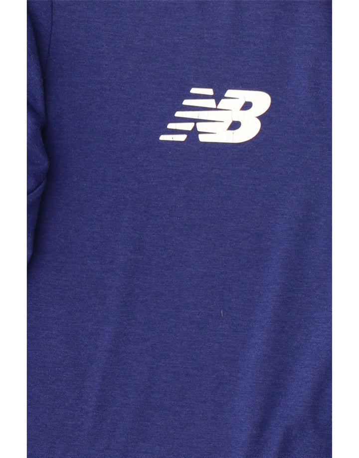 NEW BALANCE Mens Zip Neck Top Long Sleeve Small Navy Blue Polyester