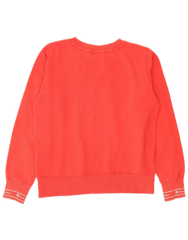 Champion Dame Grafisk Sweatshirt Jumper UK 12 Medium Rød Bomuld