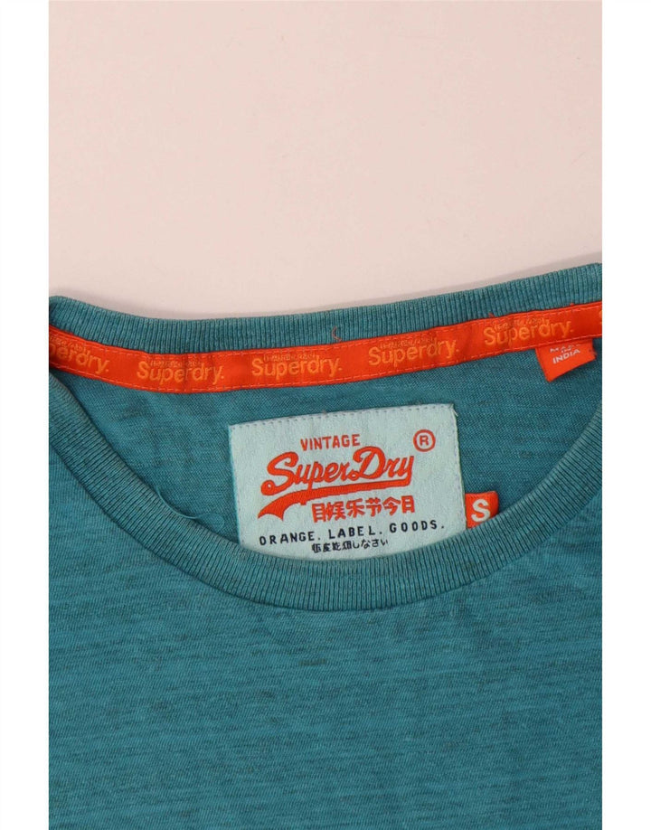 Superdry T-shirt top til mænd, lille blå nålestribet bomuld