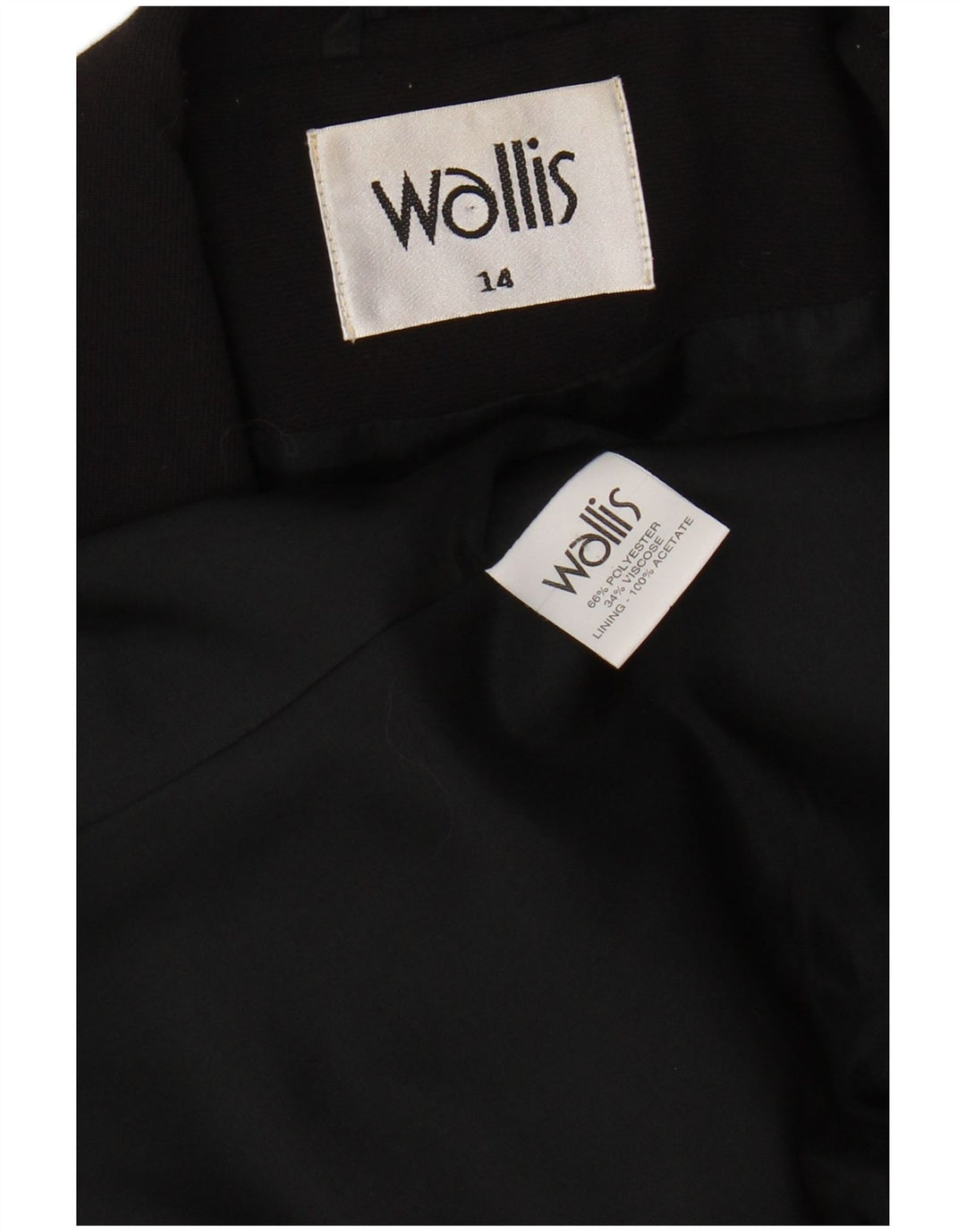 WALLIS Womens Double Breasted Blazer Jacket UK 14 Medium Black Polyester