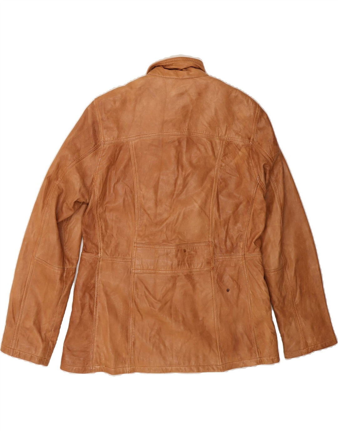 VINTAGE Womens Leather Jacket UK 14 Medium Beige Leather Vintage Vintage and Second-Hand Vintage from Messina Hembry 