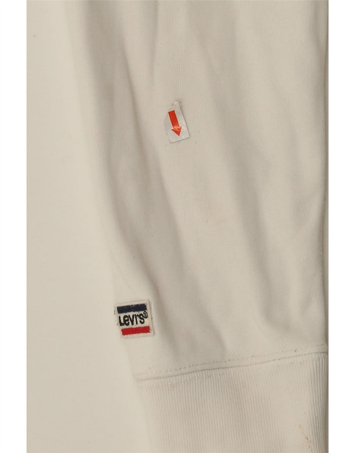 LEVI'S Womens Graphic Hoodie Jumper UK 14 Medium White Cotton