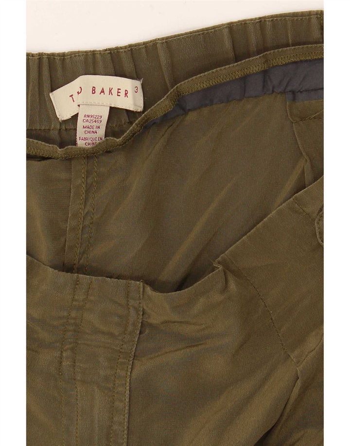 Ted Baker Dame Højtaljede Cargo Bukser Størrelse 3 Medium W34 L28 Khaki