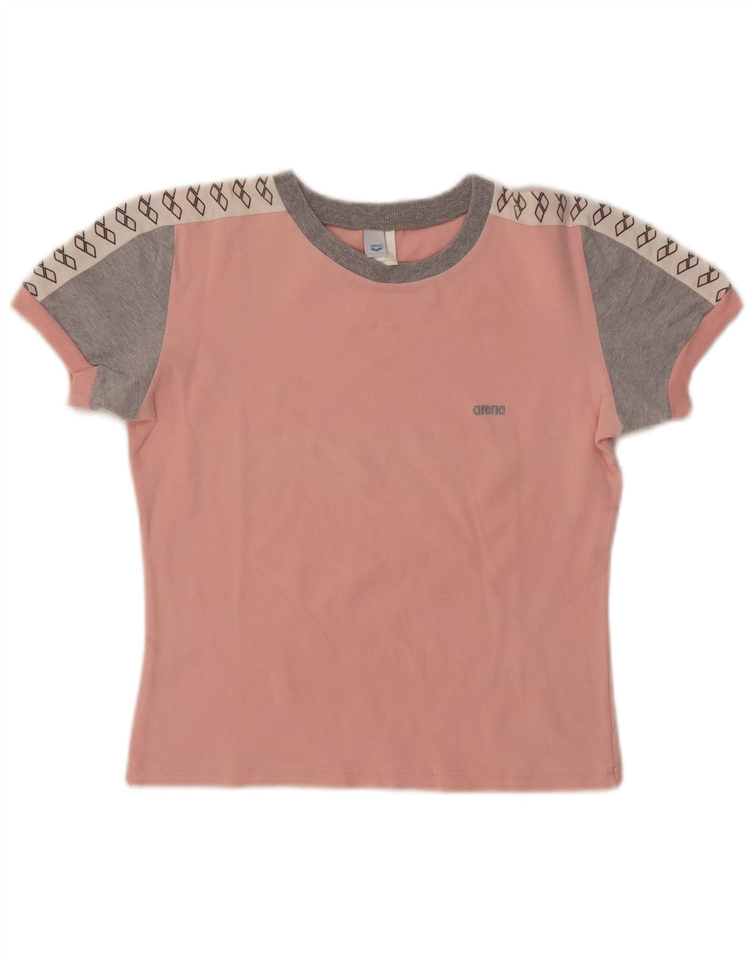 ARENA Dame Crop Grafisk T-Shirt Top UK 14 Medium Pink Colourblock Bomuld