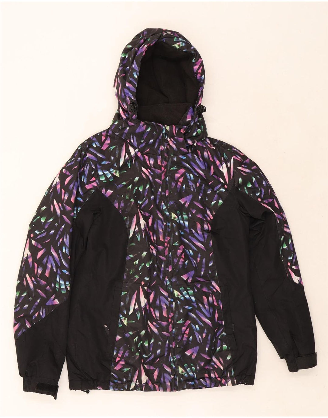 Mountain Warehouse Dame Hætte Skijakke UK 8 Lille Sort Geometrisk