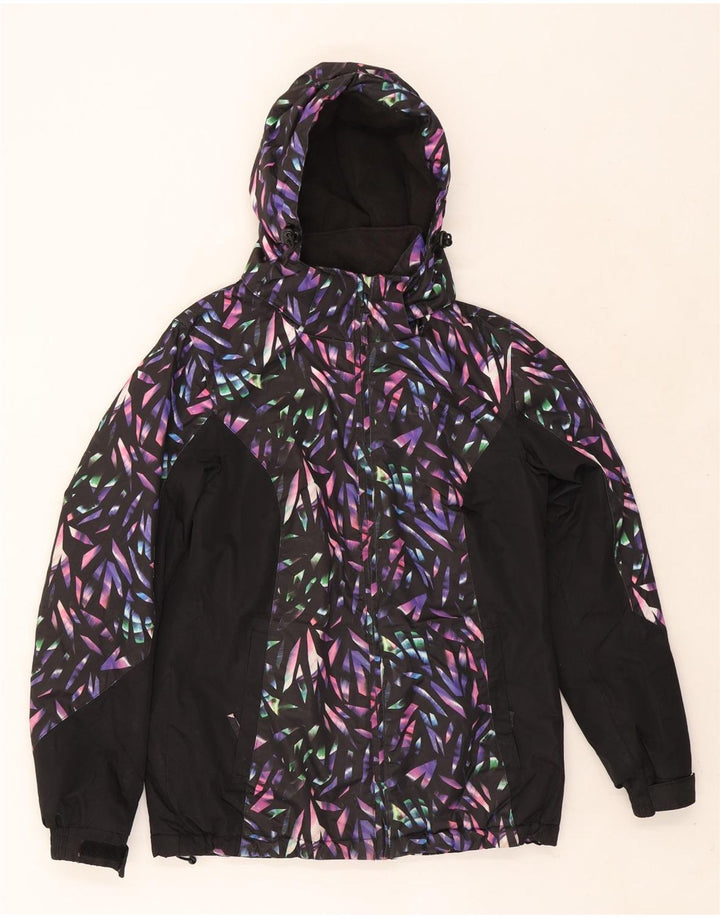 Mountain Warehouse Dame Hætte Skijakke UK 8 Lille Sort Geometrisk
