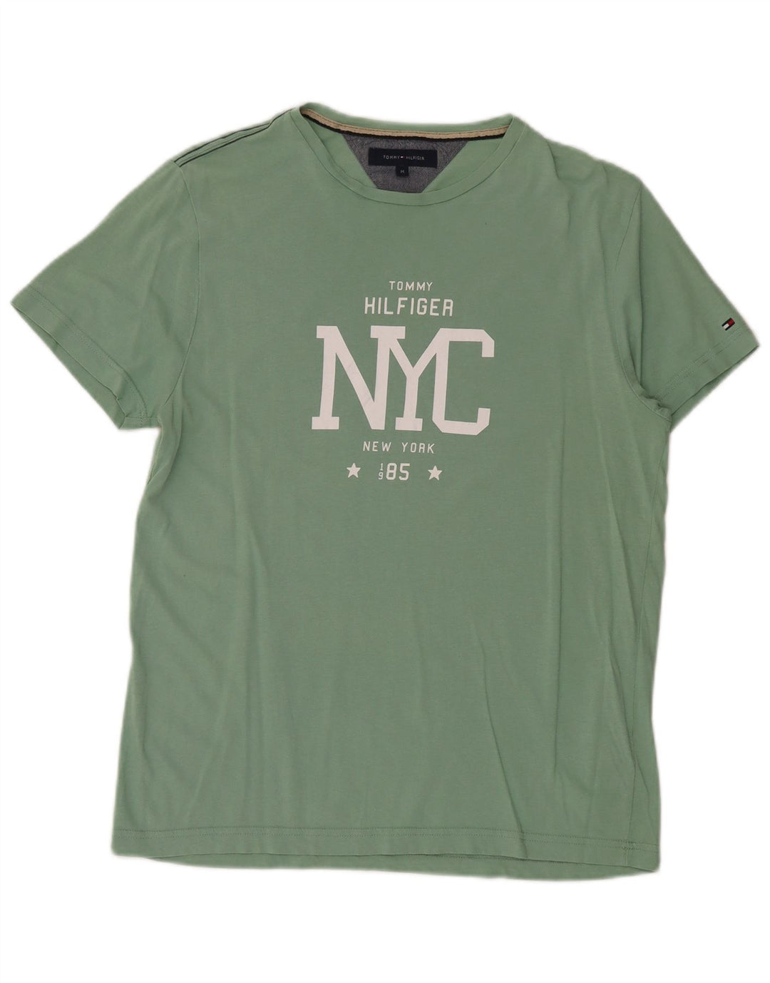 Tommy Hilfiger Herre grafisk T-shirt top mellemgrøn bomuld