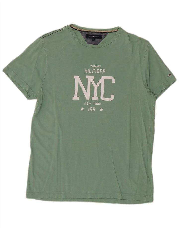 Tommy Hilfiger Herre grafisk T-shirt top mellemgrøn bomuld