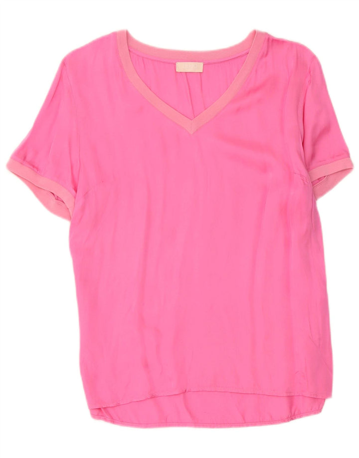 Liu Jo Dame Bluse Top UK 10 Lille Pink Bomuld