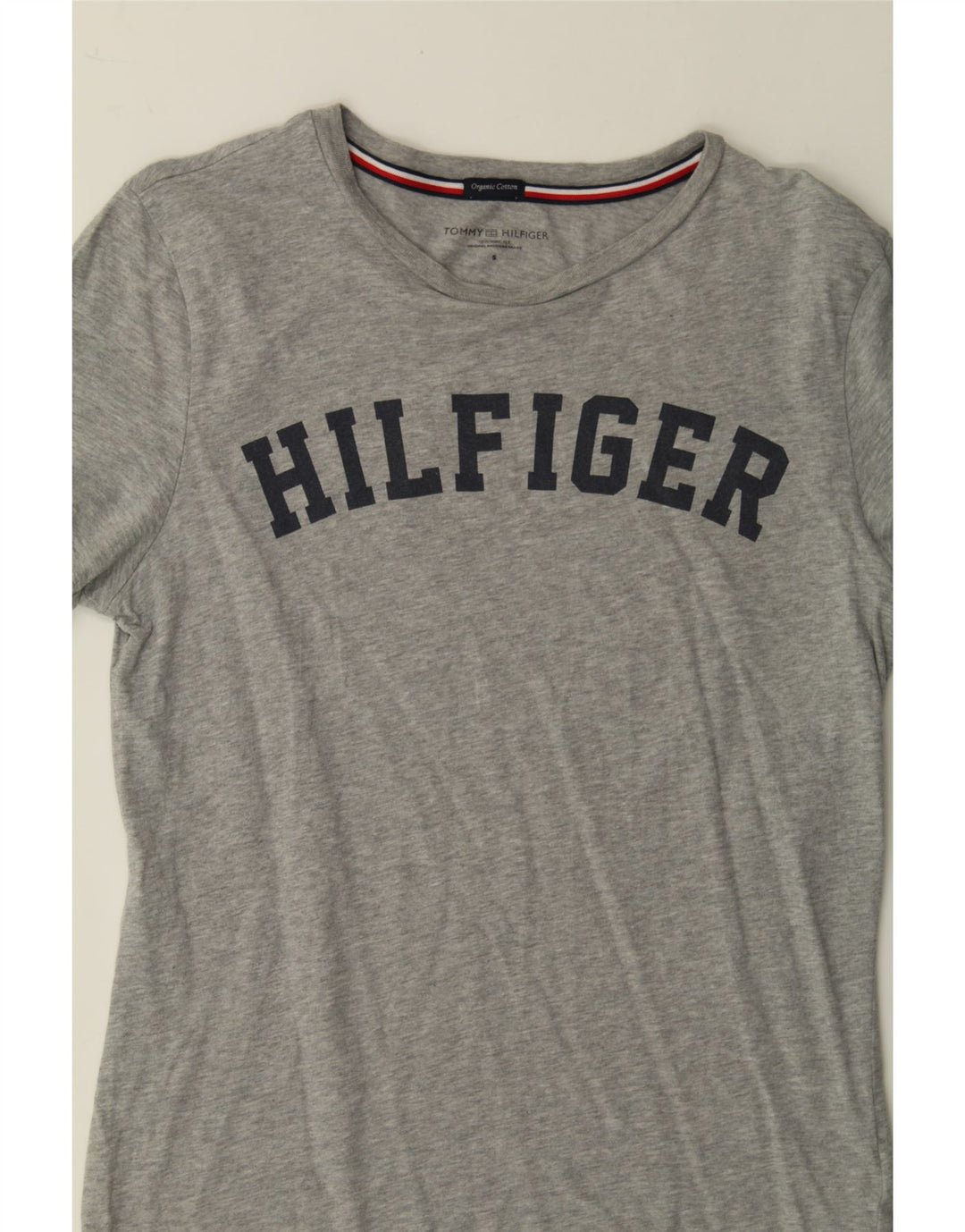 TOMMY HILFIGER Mens Graphic T-Shirt Top Small Grey Cotton Vintage Tommy Hilfiger and Second-Hand Tommy Hilfiger from Messina Hembry 