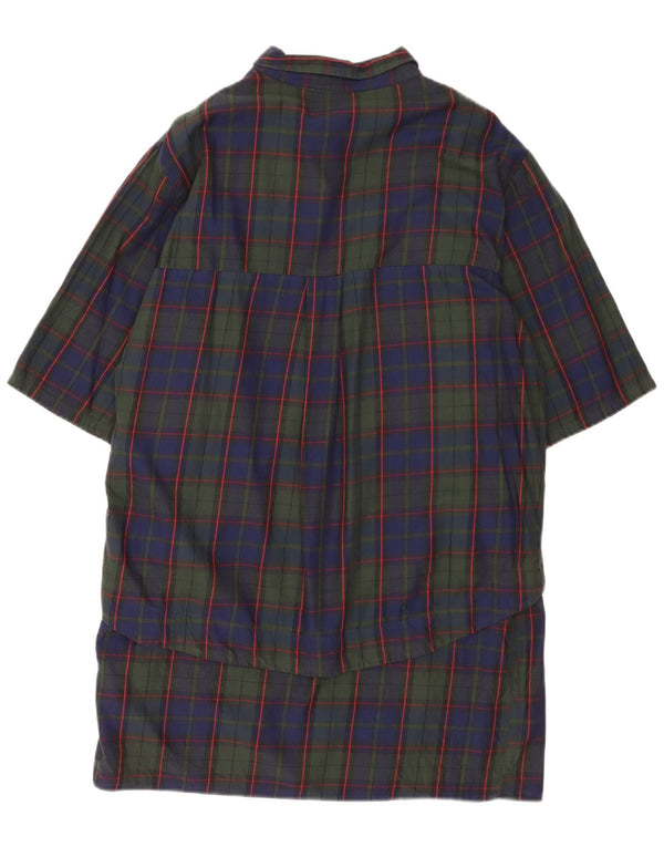 Zara Dame 3/4-ærmet Pullover Skjortekjole UK 16 Large Navy Blue Check