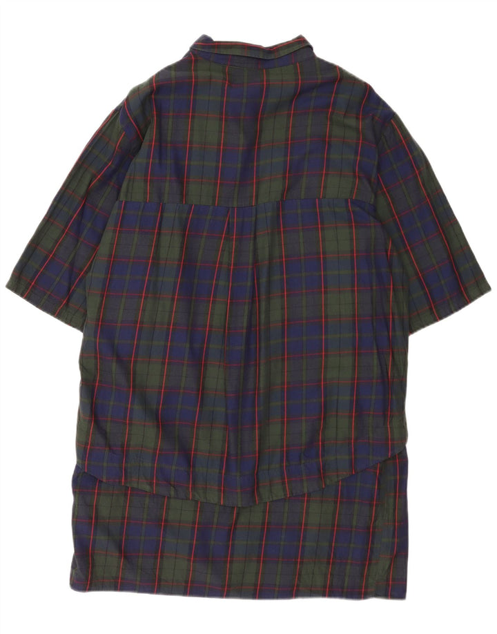 Zara Dame 3/4-ærmet Pullover Skjortekjole UK 16 Large Navy Blue Check