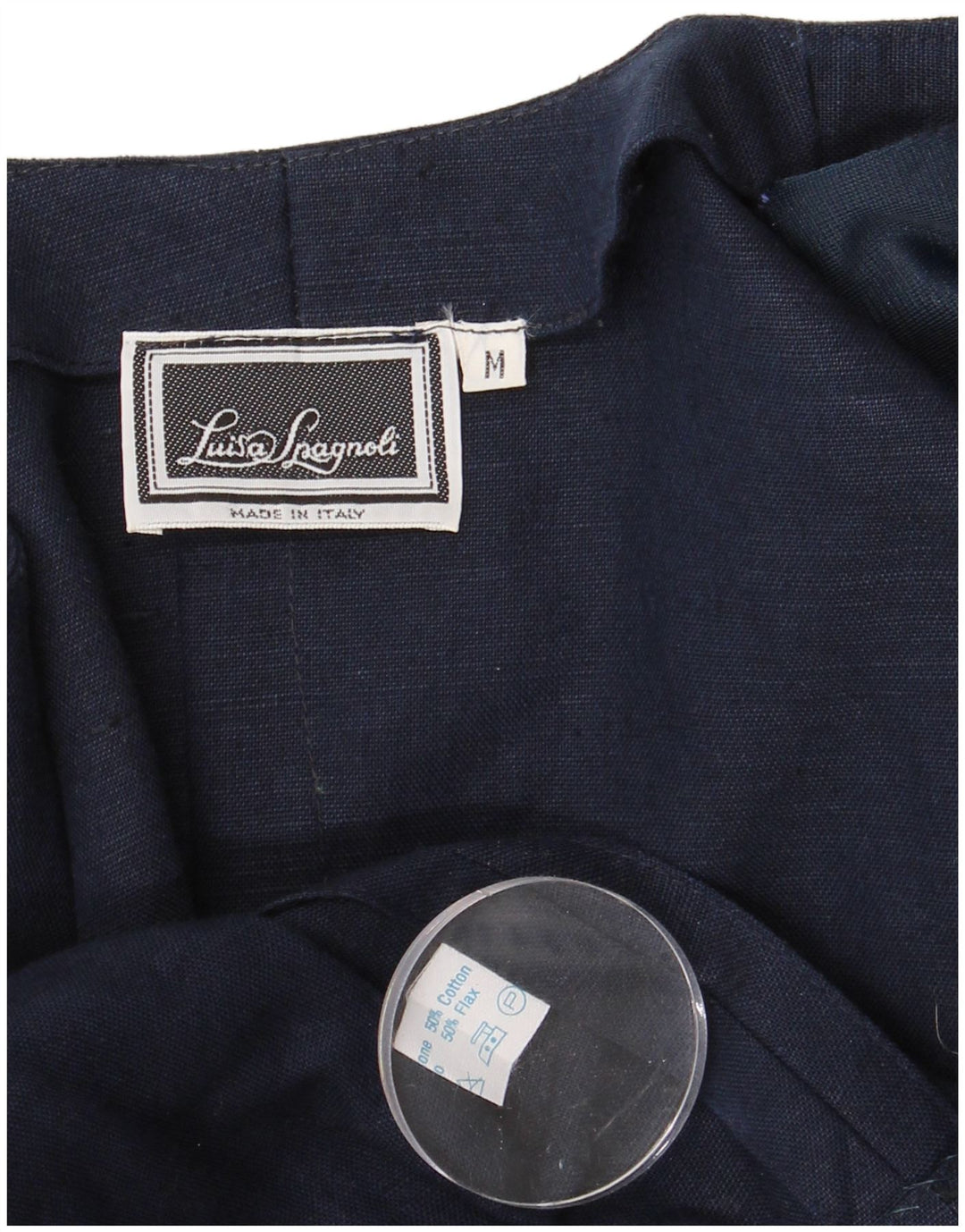 Luisa Spagnoli Dame Kortærmet Bolero Top UK 12 Medium Navy Blue Bomuld