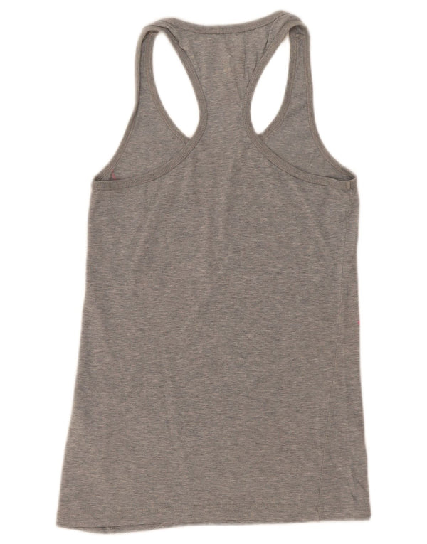 Nike Kvinder Slim Fit Grafisk Vest Top UK 8/10 Small Grey Bomuld