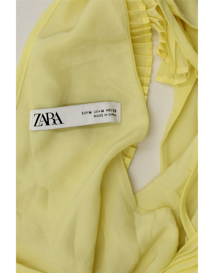 Zara Dame ærmeløs Maxikjole UK 12 Medium Gul
