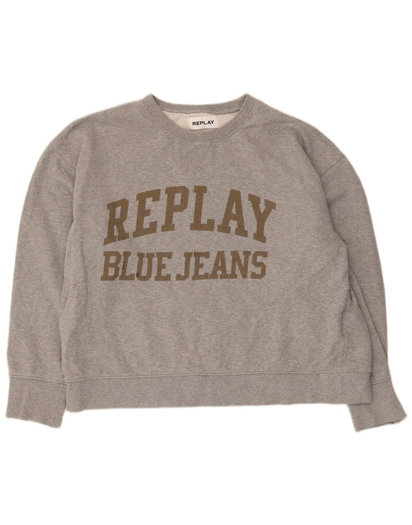 Replay Dame Sweatshirt Jumper UK 22 3XL Grå Bomuld