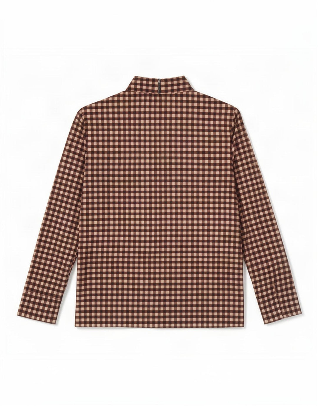 Cos Dame Langærmet Bluse Top UK 12 Medium Brun Gingham Bomuld