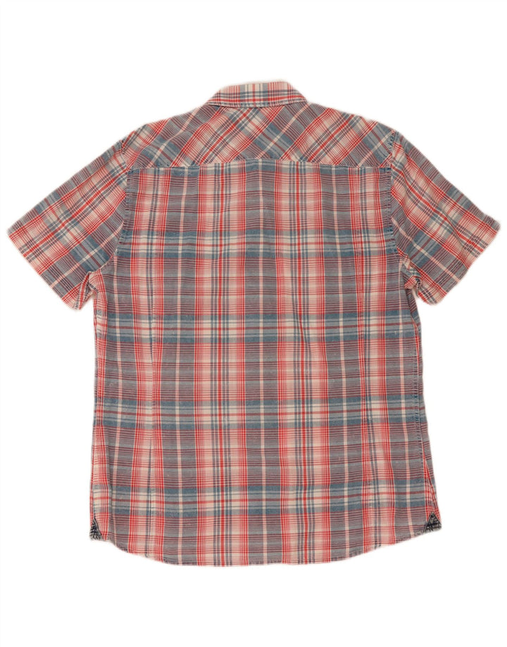 Guess kortærmet herreskjorte XL flerfarvet plaid bomuld