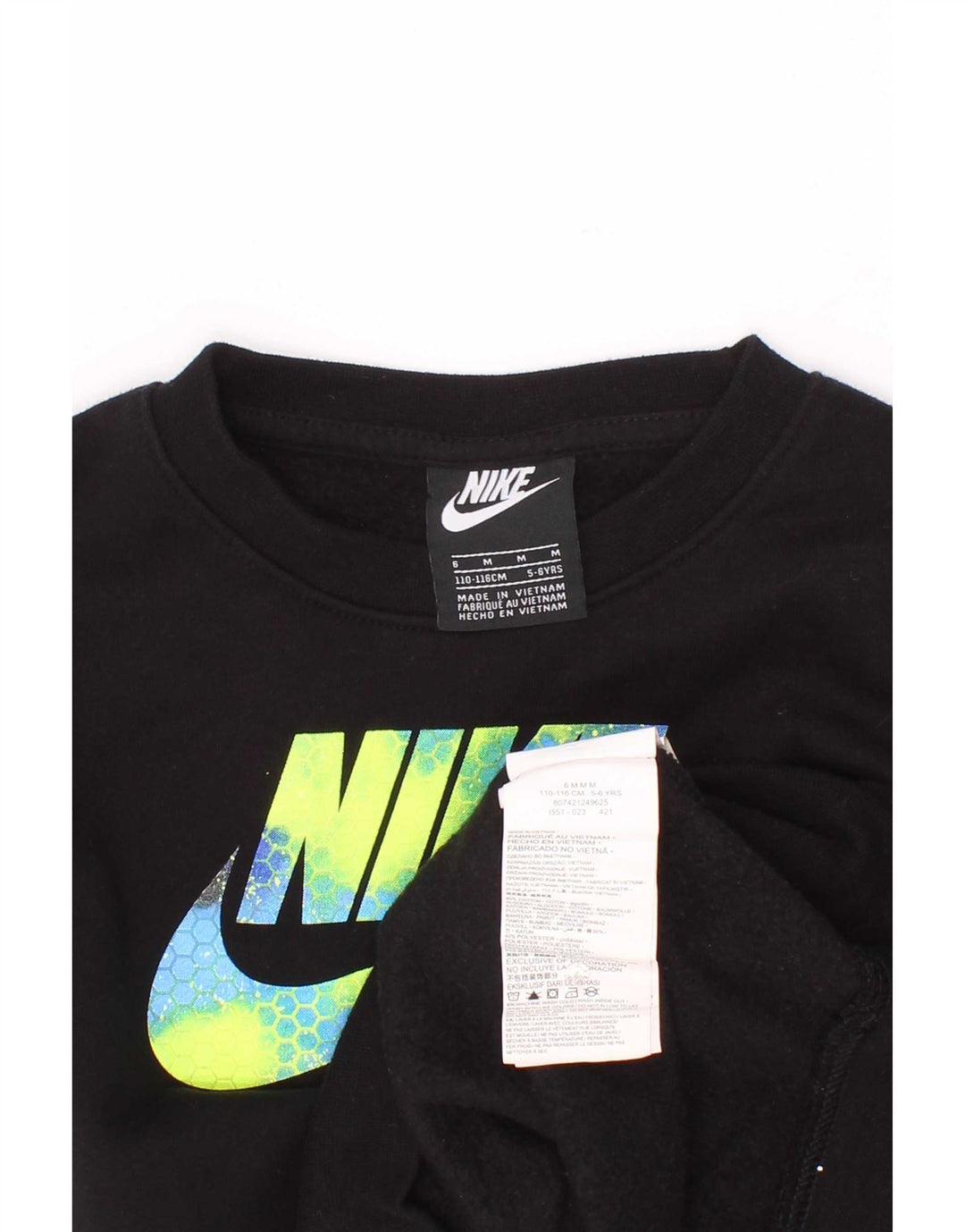 Nike Boys Graphic Sweatshirt Jumper 5-6 år Medium Sort Bomuld