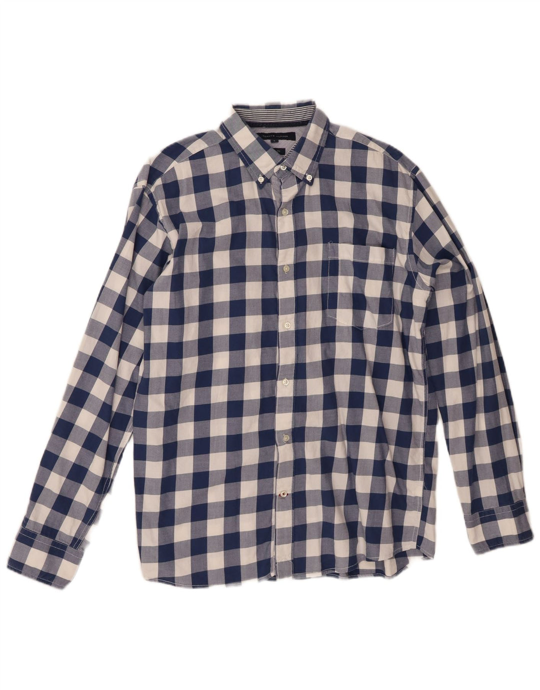TOMMY HILFIGER Mens Vintage Fit Shirt Large Blue Check Cotton