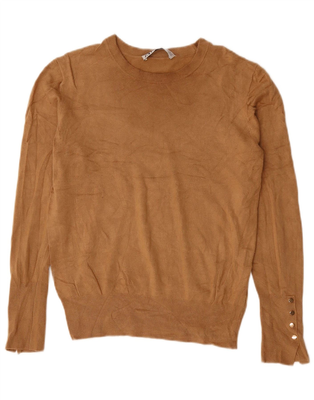 ZARA Dame Boat Neck Jumper Sweater UK 12 Medium Brown Viscose