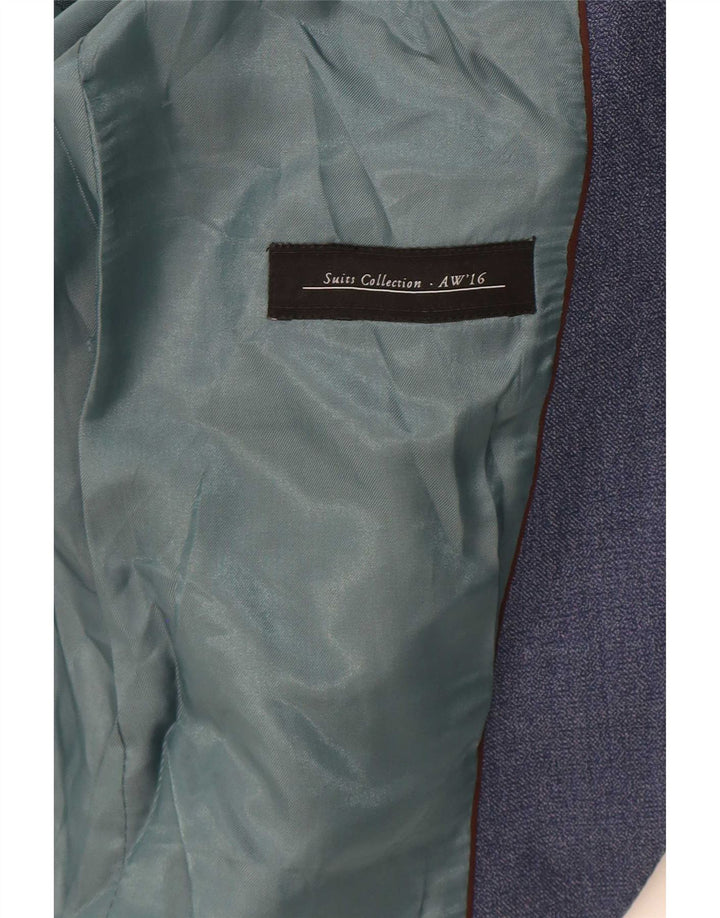 Zara Herre 2-knaps blazerjakke EU 52 Stor blå polyester