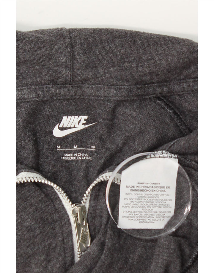 NIKE Womens Zip Hoodie Sweater UK 14 Medium Grey Cotton Vintage Nike and Second-Hand Nike from Messina Hembry 