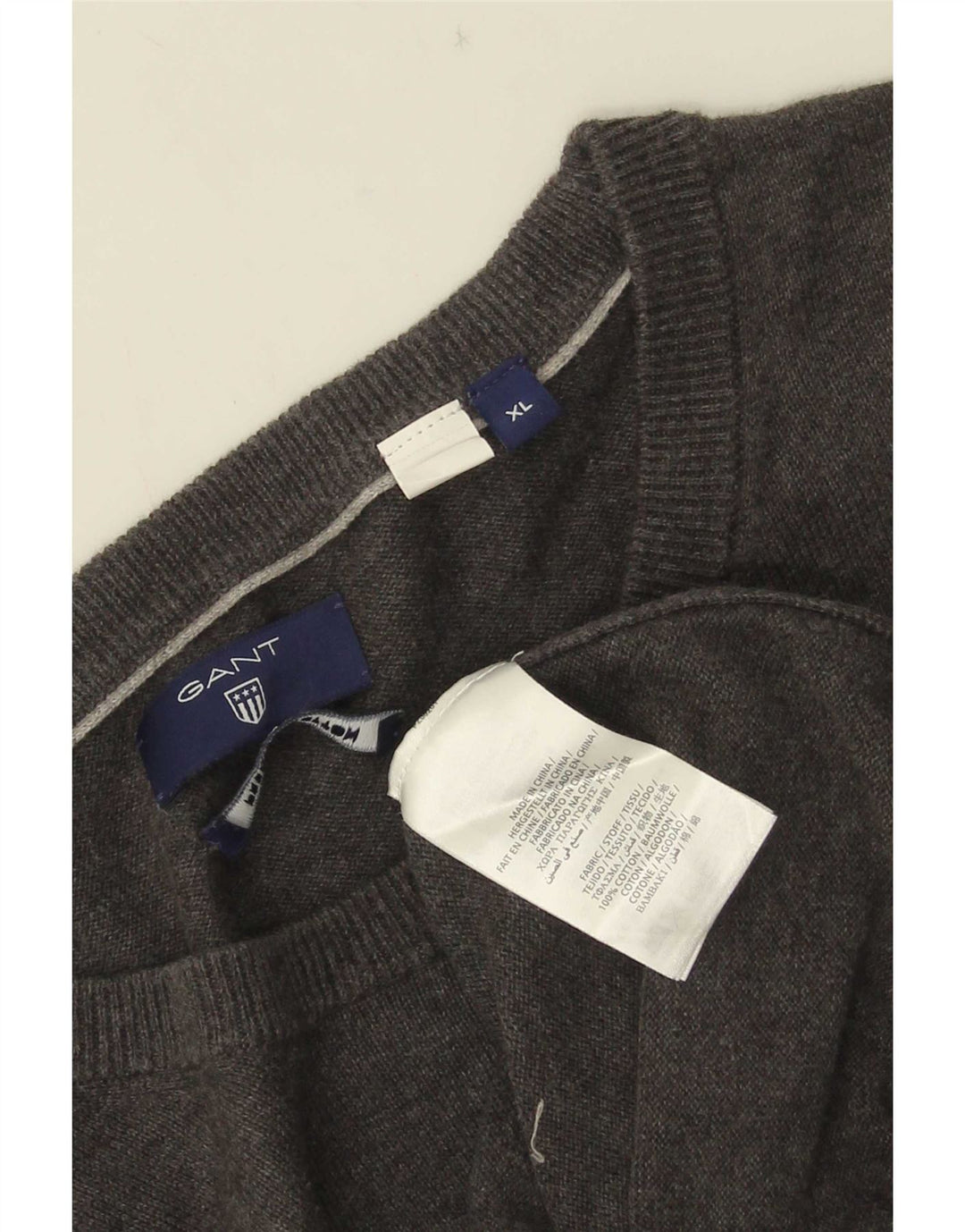 Gant herre sweater med rund hals XL grå bomuld