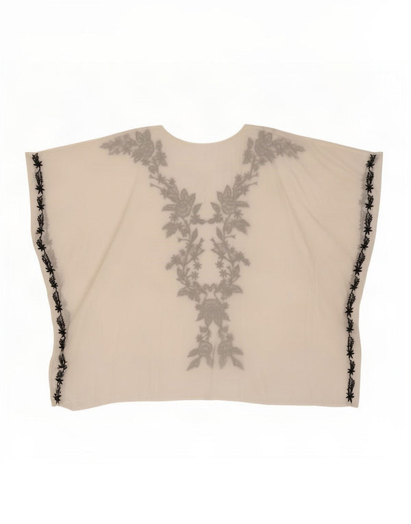 Zara Womens Oversized Poncho Blouse Top UK 14 Medium White Floral Viscose