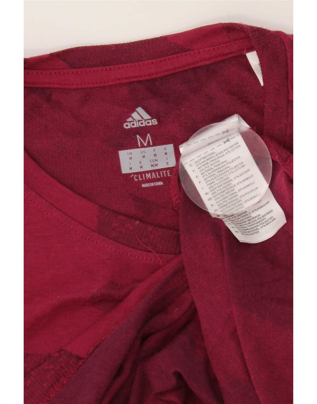 Adidas Herre Climalite Grafisk T-Shirt Top Medium Burgundy Geometric