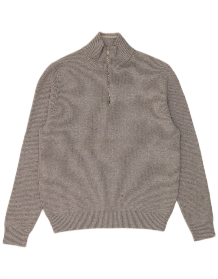 Marks & Spencer Herre Regular Fit Zip Neck sweater, stor grå