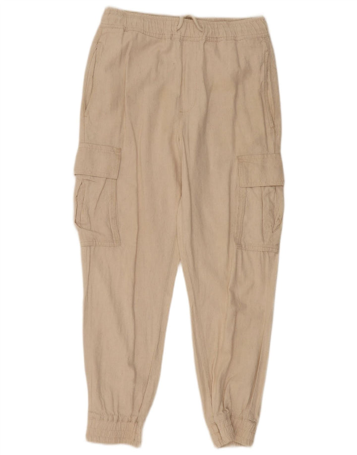 Zara Womens Crop Joggers Cargo Bukser Small W30 L25 Off White