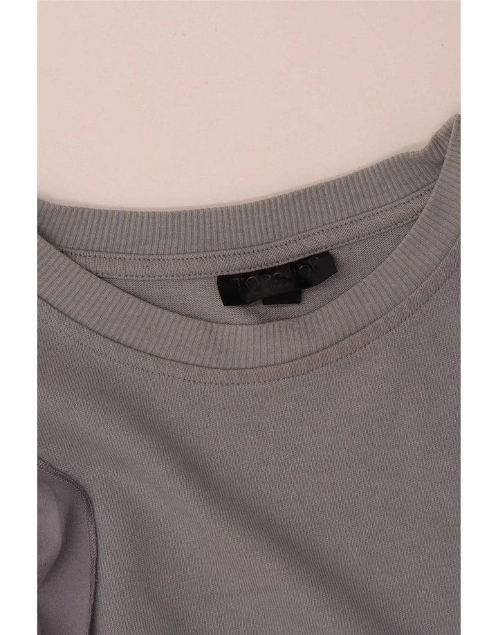 Topshop Dame Sweatshirt Jumper UK 8 Lille Grå Bomuld