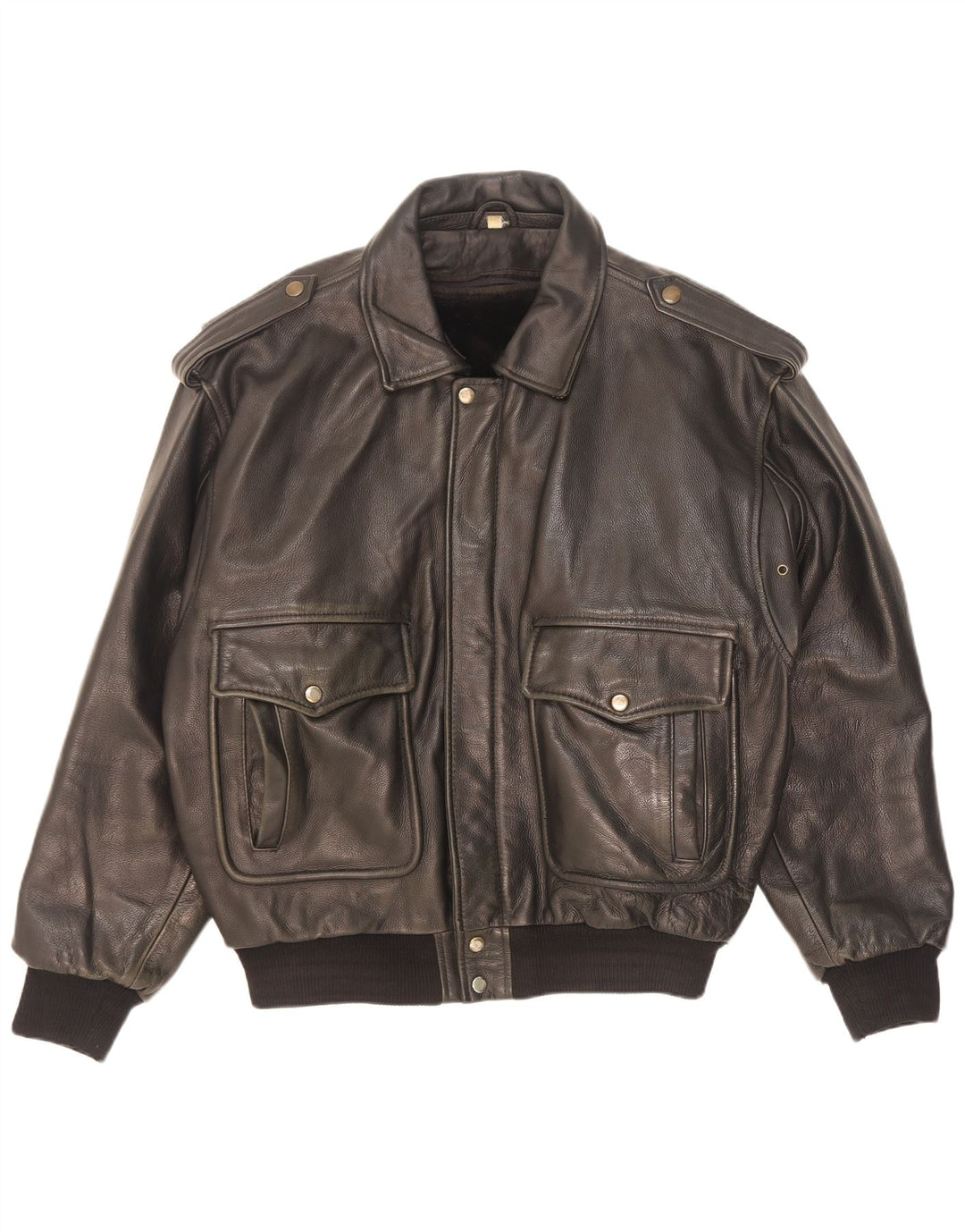 Vintage Herre Military Læderjakke UK 42 XL Sort