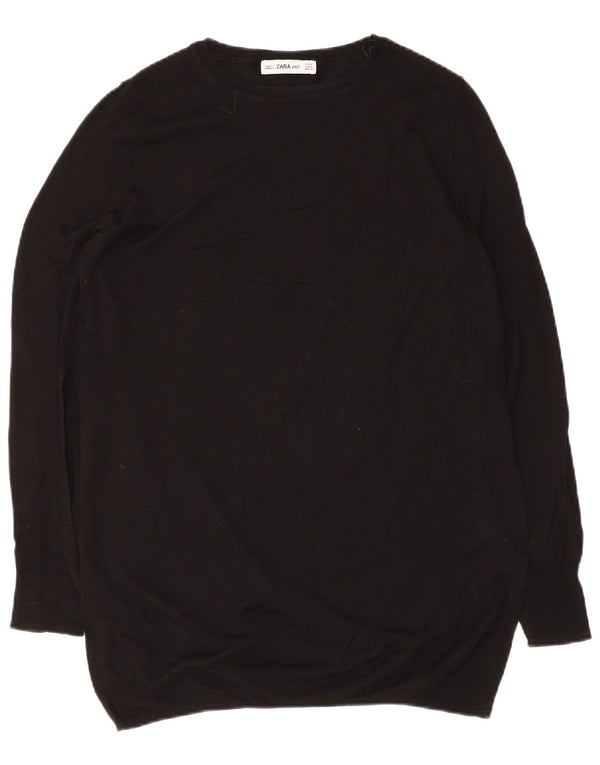 Zara Dame Boat Neck Jumper Sweater UK 12 Medium Black Viscose